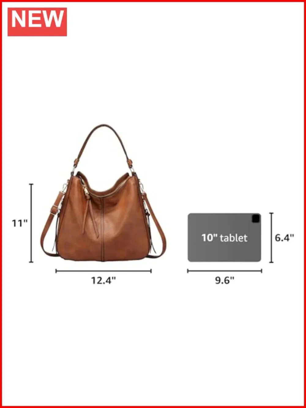 PU Leather Hobo Crossbody Bag with Tassels, Large Capacity Shoulder Purse